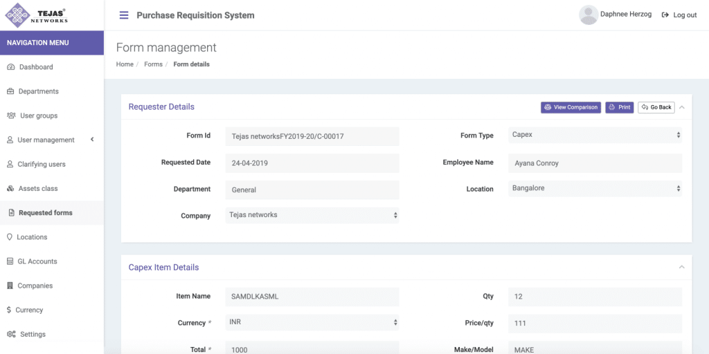 Purchase Requisition System - Madgeek